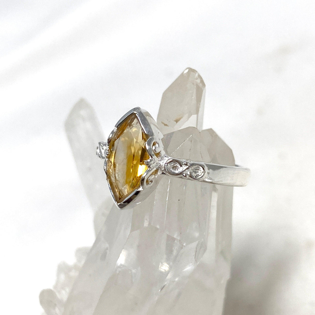 Citrine Faceted Marquise Ring in a Decorative Setting R3726 - Nature's Magick