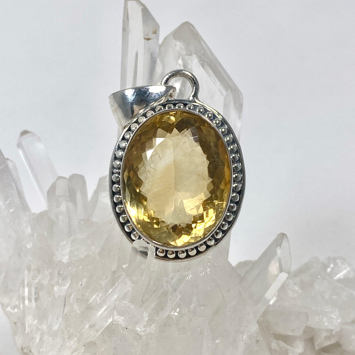 Citrine faceted oval filagree pendant KPGJ3642 - Nature's Magick