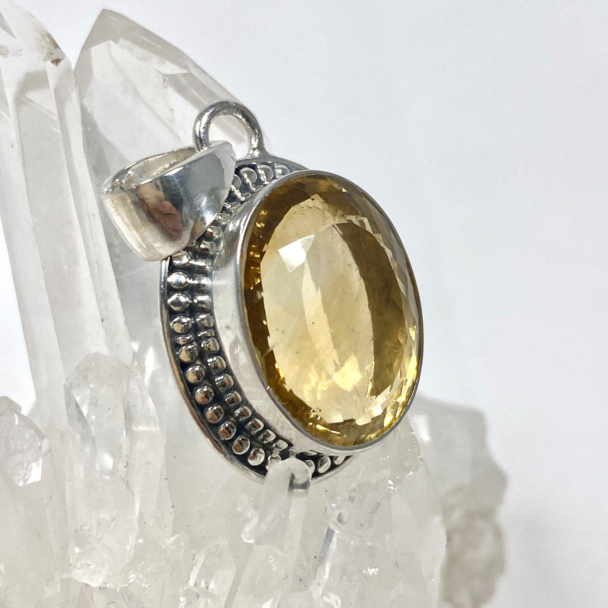 Citrine faceted oval filagree pendant KPGJ3642 - Nature's Magick