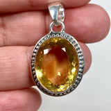 Citrine faceted oval filagree pendant KPGJ3642 - Nature's Magick