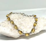 Citrine faceted oval gemstone in 925 silver crown setting bracelet PBGJ036