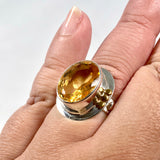 Citrine faceted oval ring with gold detailing s.11 KRGJ2836 - Nature's Magick