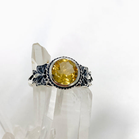 Citrine Faceted Round Ring in a Decorative Setting R3671 - Nature's Magick