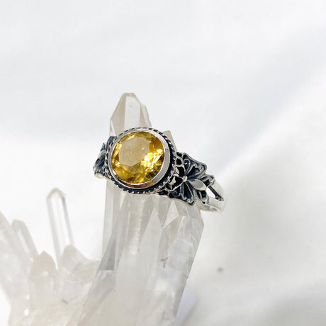 Citrine Faceted Round Ring in a Decorative Setting R3671 - Nature's Magick