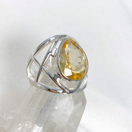 Citrine Faceted Teardrop Ring in a Decorative Setting R3686 - Nature's Magick