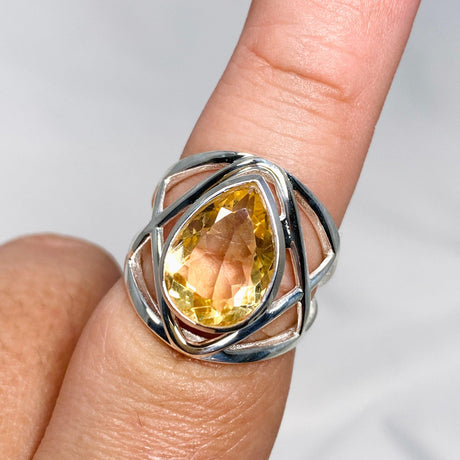 Citrine Faceted Teardrop Ring in a Decorative Setting R3686 - Nature's Magick