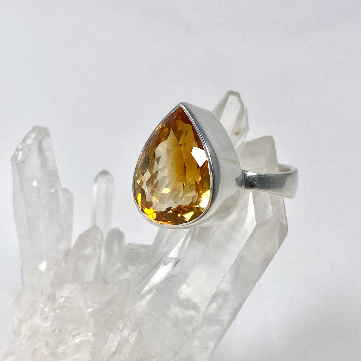 Citrine faceted teardrop ring s.10 KRGJ2838 - Nature's Magick