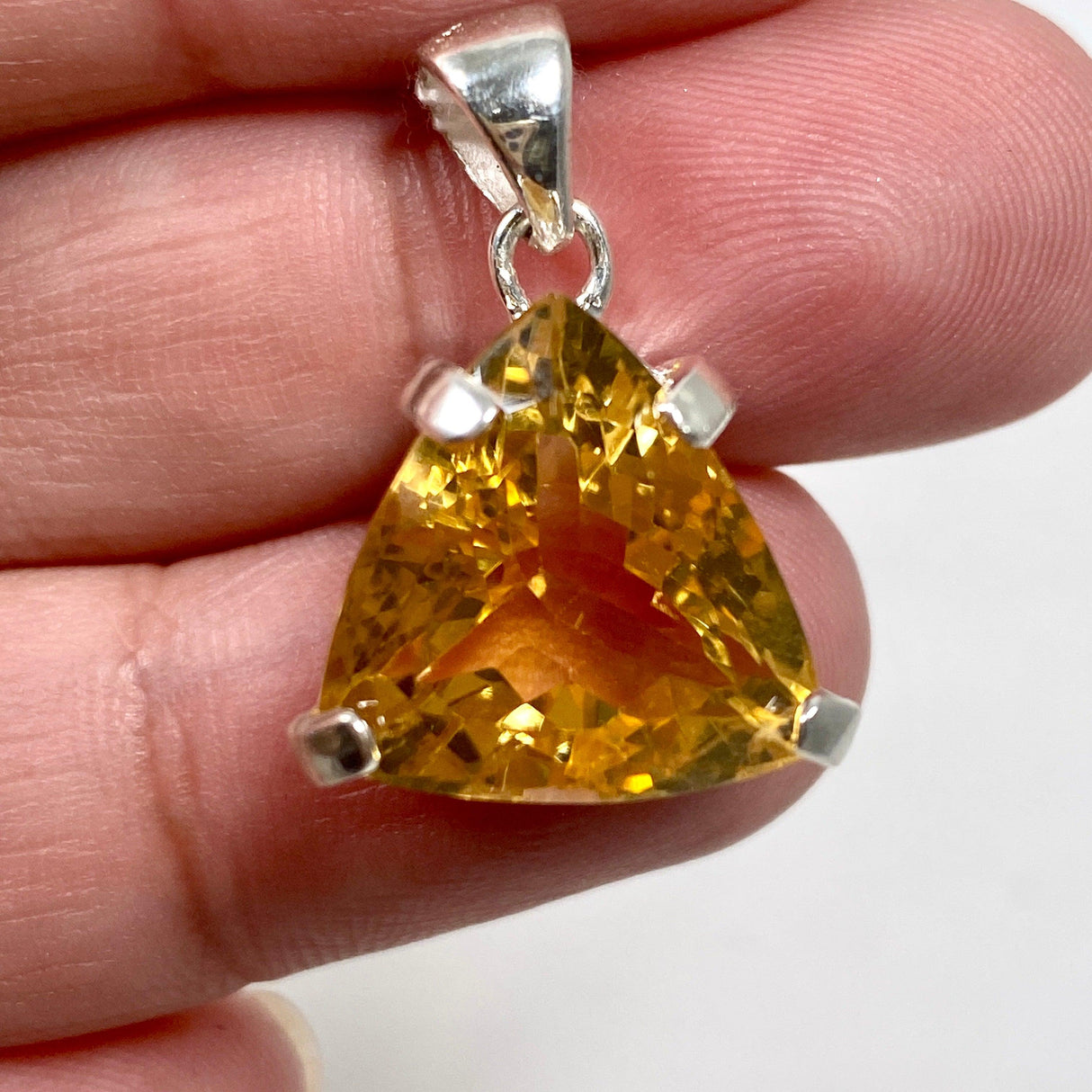 Citrine faceted triangular pendant KPGJ3647 - Nature's Magick