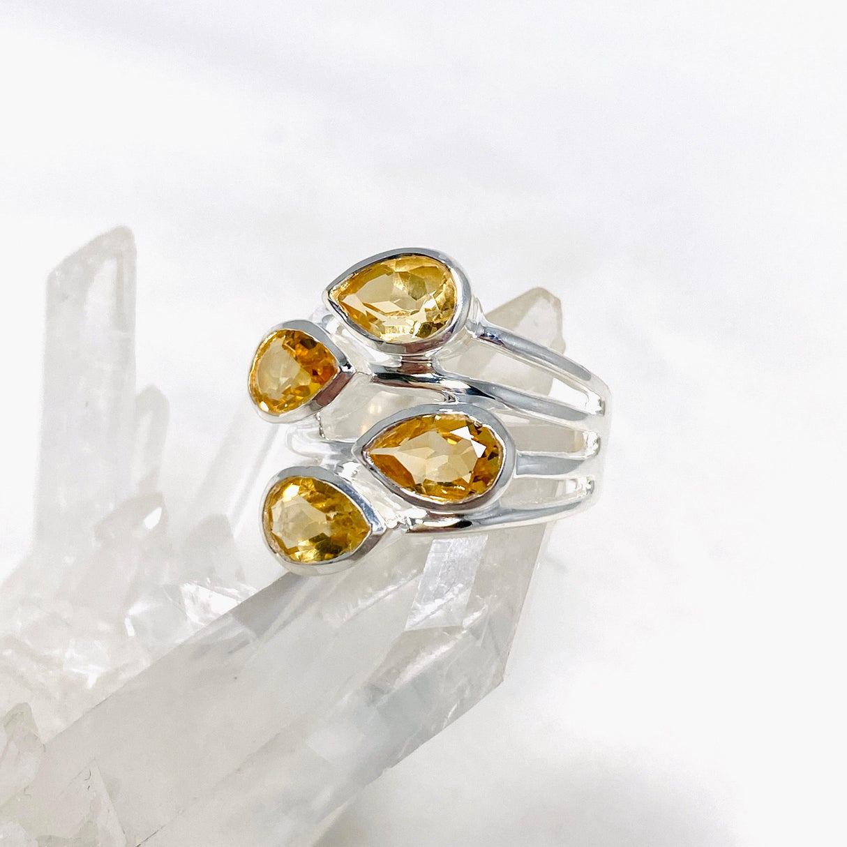 Citrine Multi-stone Faceted Teardrop Ring R3815 - Nature's Magick