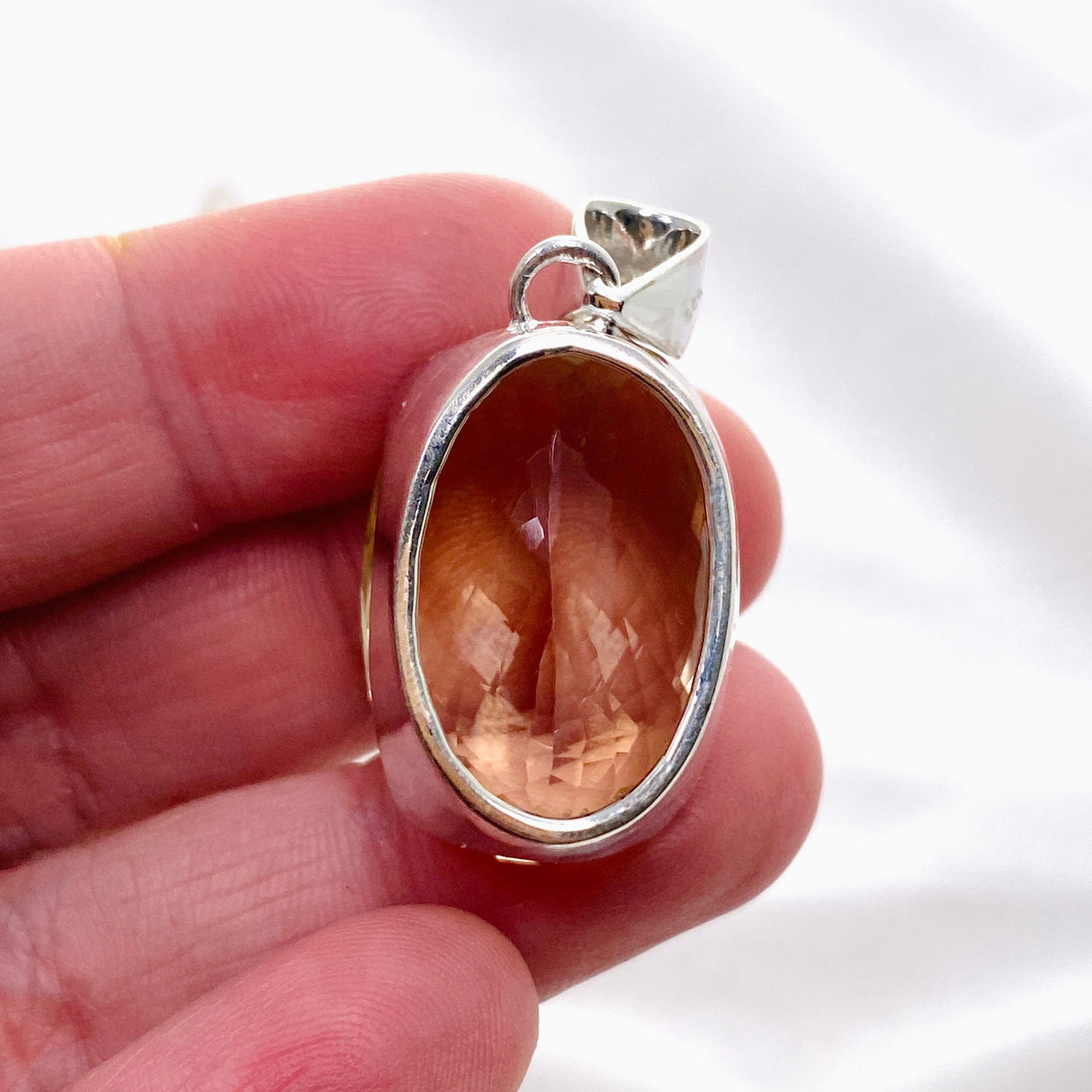 Citrine Oval Checkerboard Faceted Pendant KPGJ4786