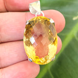 Citrine Oval Checkerboard Faceted Pendant KPGJ4786