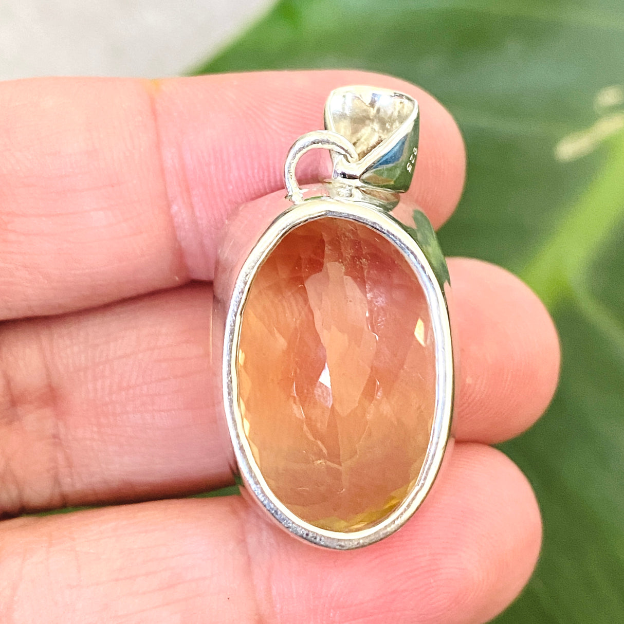 Citrine Oval Checkerboard Faceted Pendant KPGJ4786