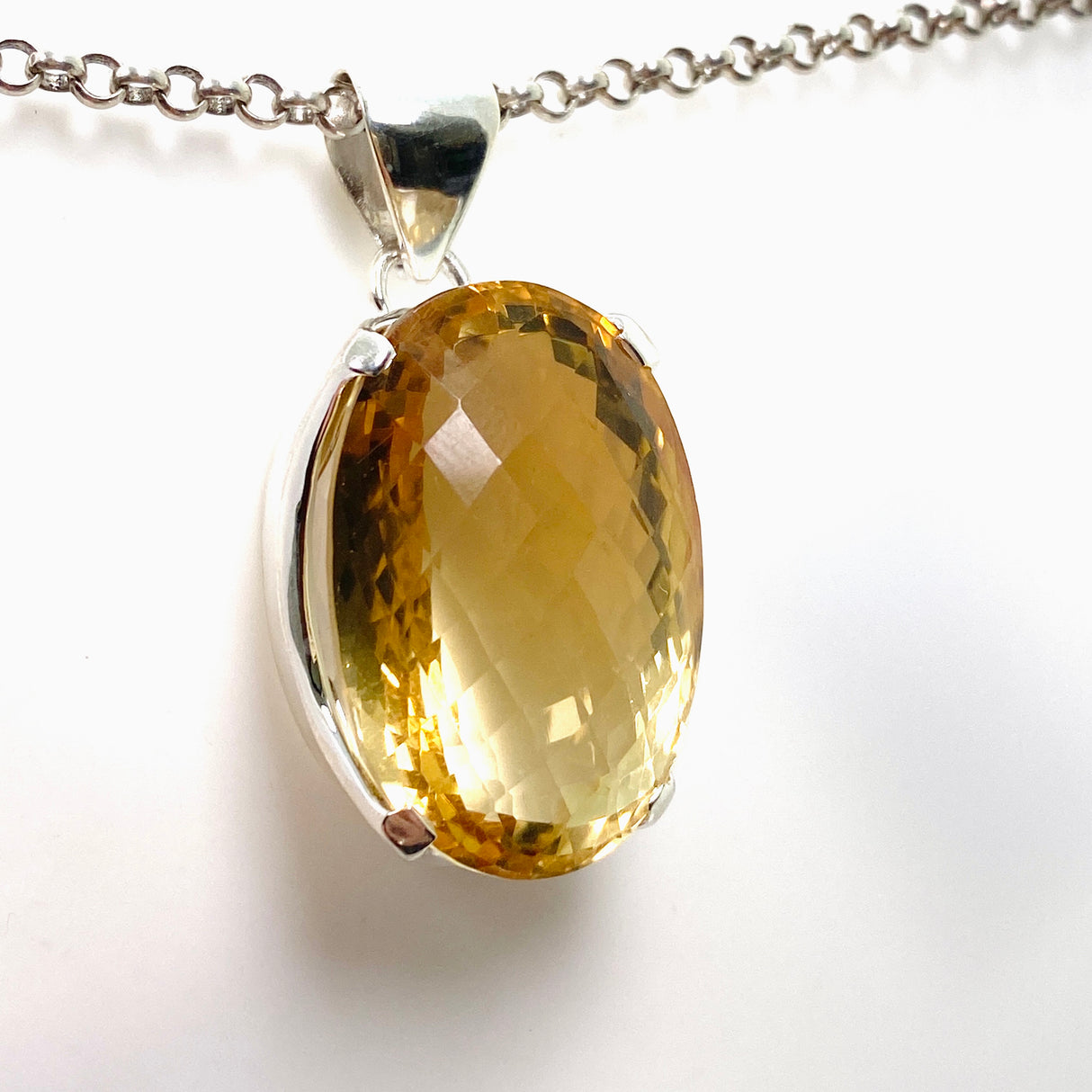 Citrine Oval Checkerboard Faceted Pendant KPGJ4786