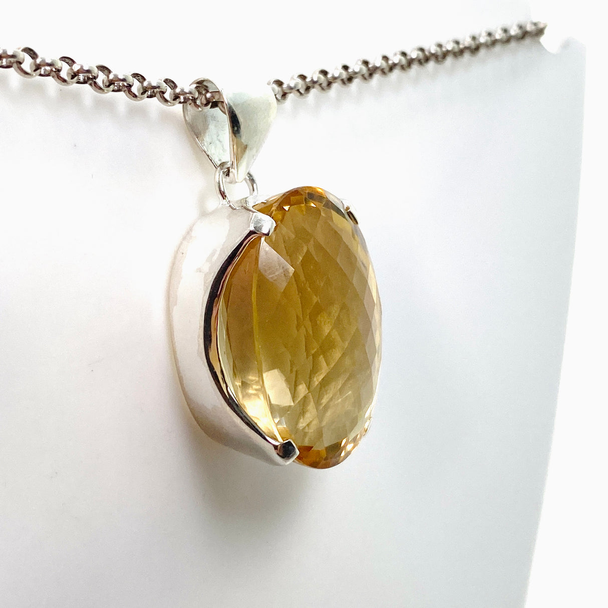 Citrine Oval Checkerboard Faceted Pendant KPGJ4786