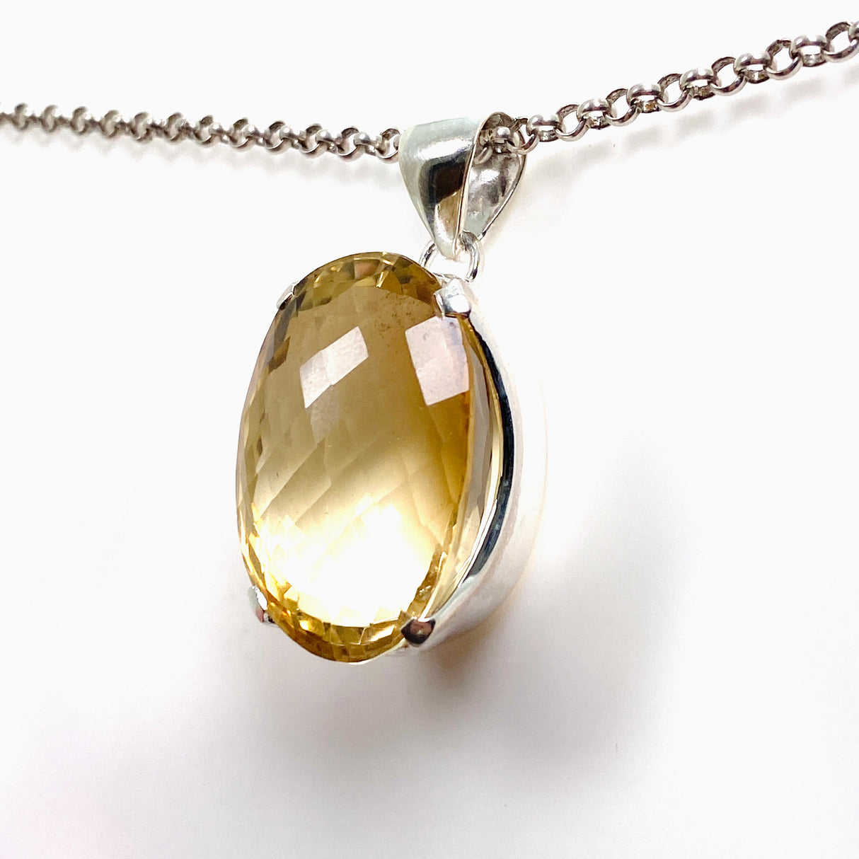 Citrine Oval Checkerboard Faceted Pendant KPGJ4786