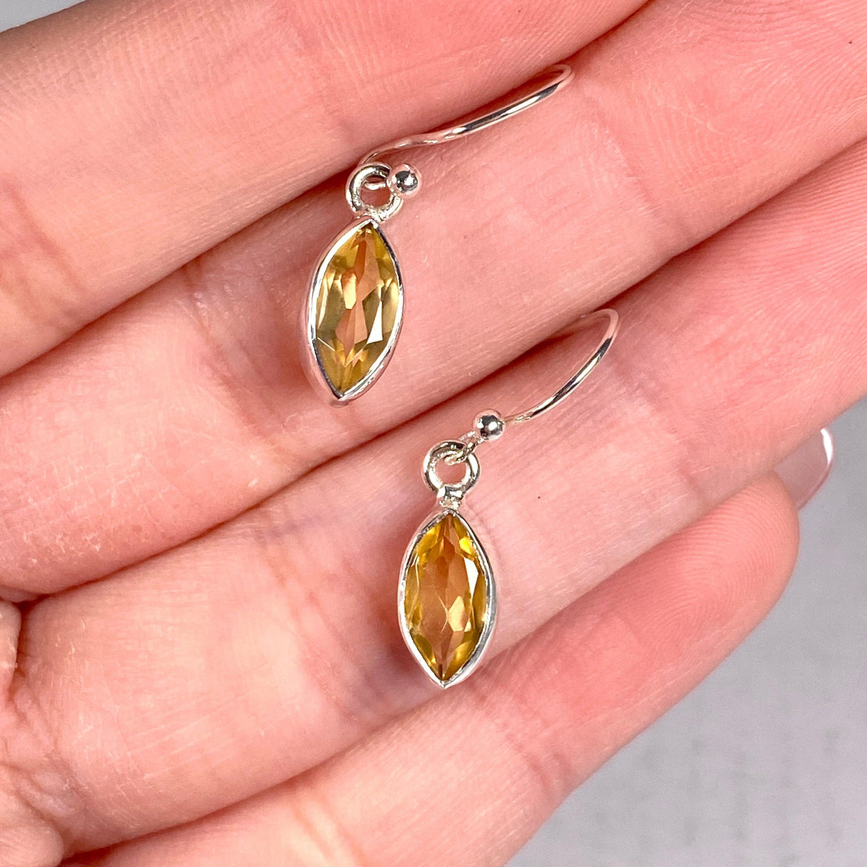 Citrine petite marquise faceted earrings R2363-CTM - Nature's Magick