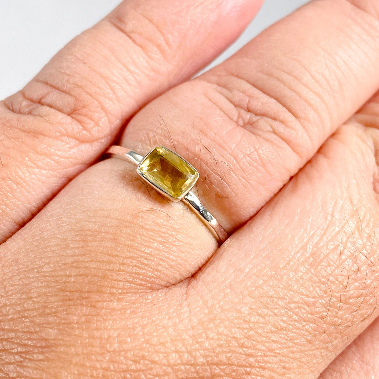 Citrine Rectangular Faceted Fine Band Ring R3793-CIT - Nature's Magick