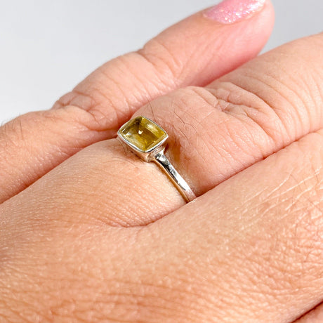 Citrine Rectangular Faceted Fine Band Ring R3793-CIT - Nature's Magick