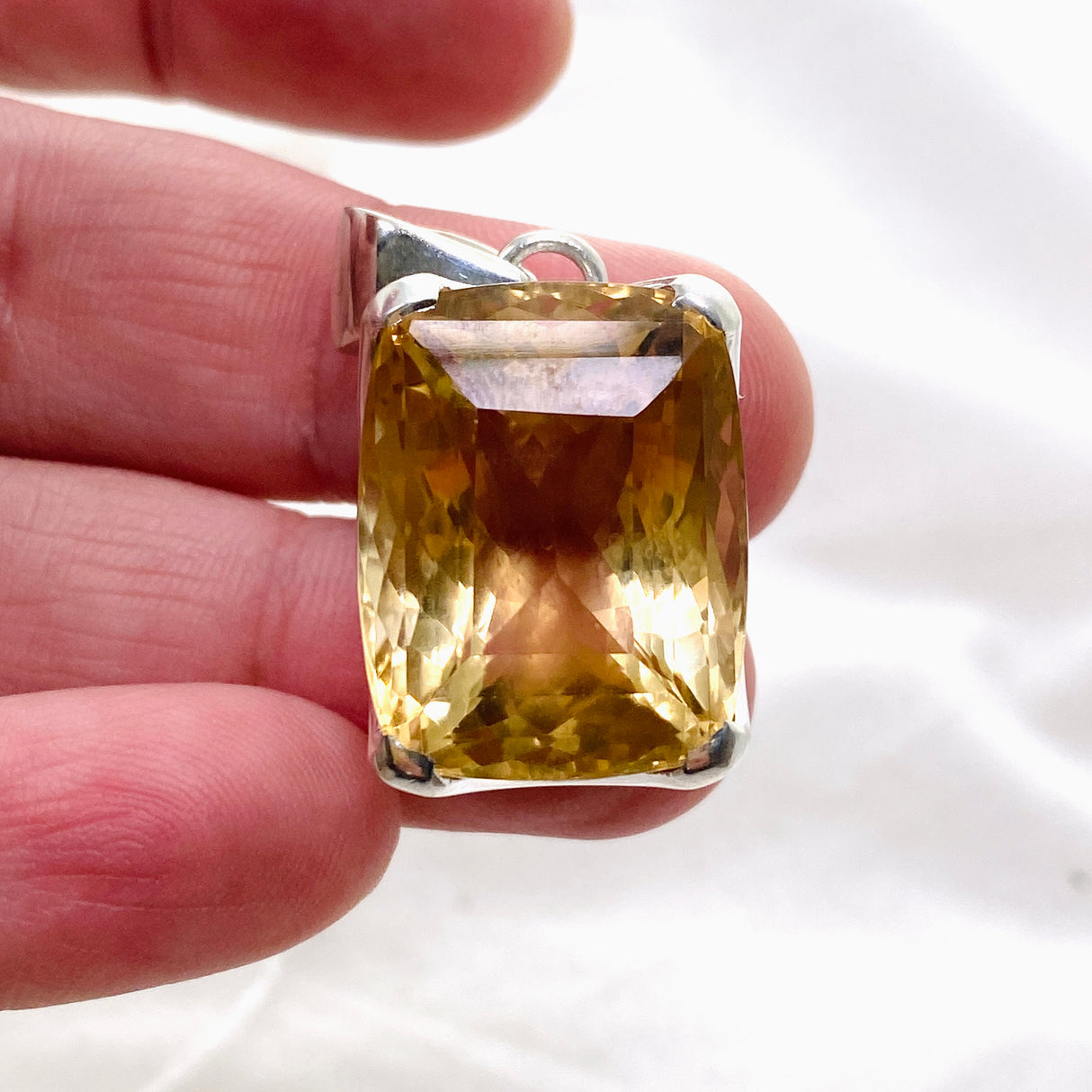 Citrine Rectangular Faceted Pendant KPGJ4795