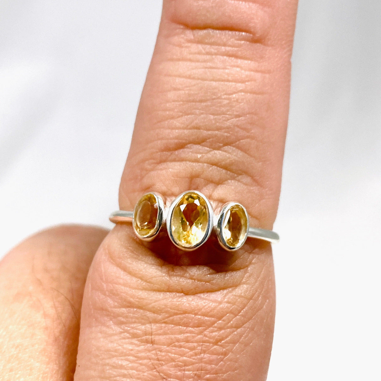 Citrine Triple Stone Faceted Ring R3956 - Nature's Magick