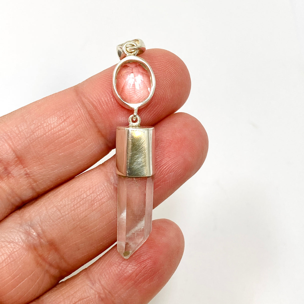 Clear Quartz and Faceted Clear Quartz Pendant BTP-95