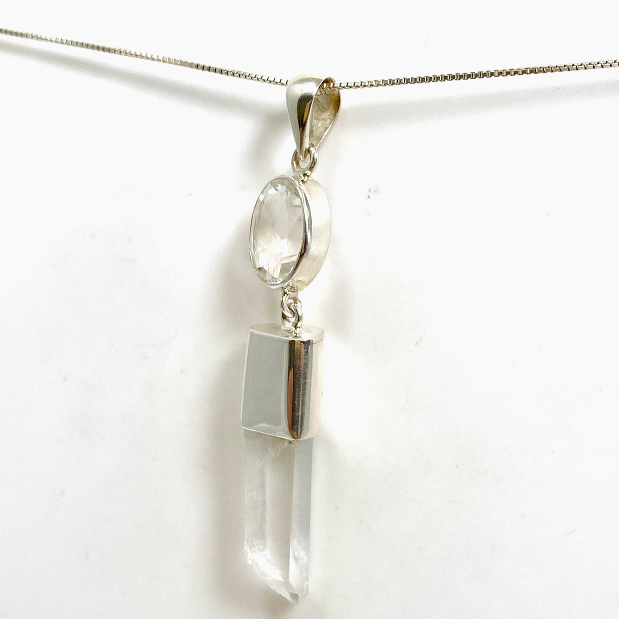 Clear Quartz and Faceted Clear Quartz Pendant BTP-95