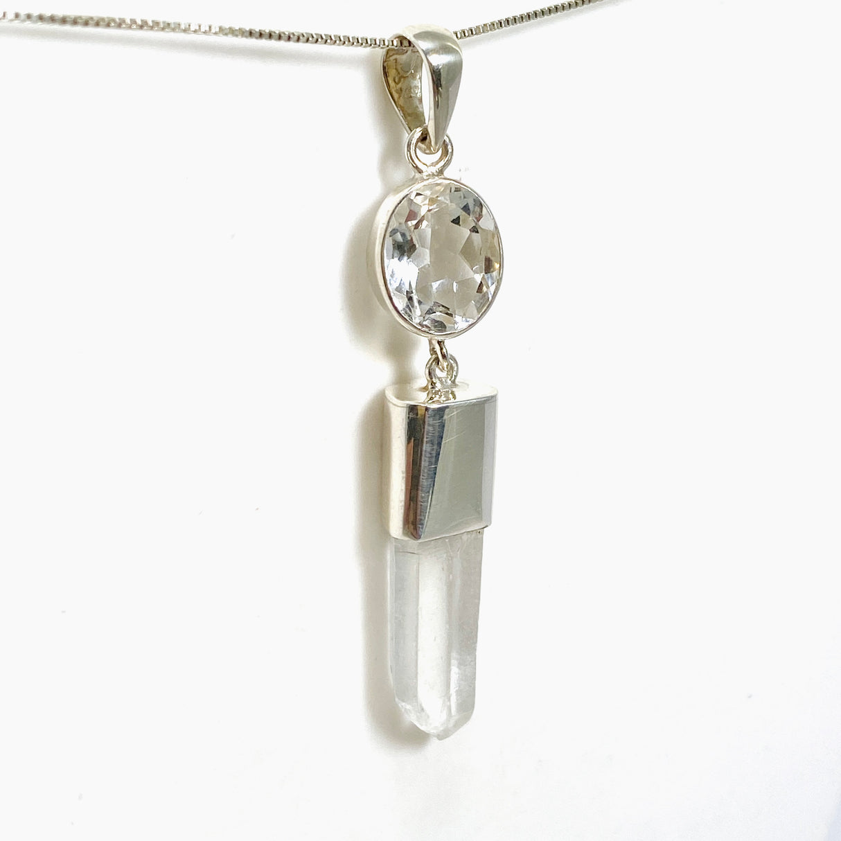 Clear Quartz and Faceted Clear Quartz Pendant BTP-95