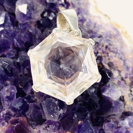 Clear Quartz Faceted Hexagon Pendant PPGJ621 - Nature's Magick