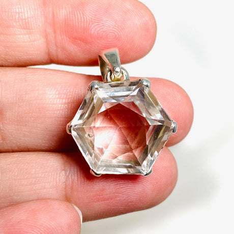 Clear Quartz Faceted Hexagon Pendant PPGJ621 - Nature's Magick