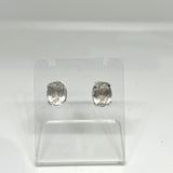 Clear Quartz Oval Faceted emstone 4-claw Set Stud Earring  PSE013