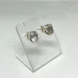 Clear Quartz Oval Faceted emstone 4-claw Set Stud Earring  PSE013