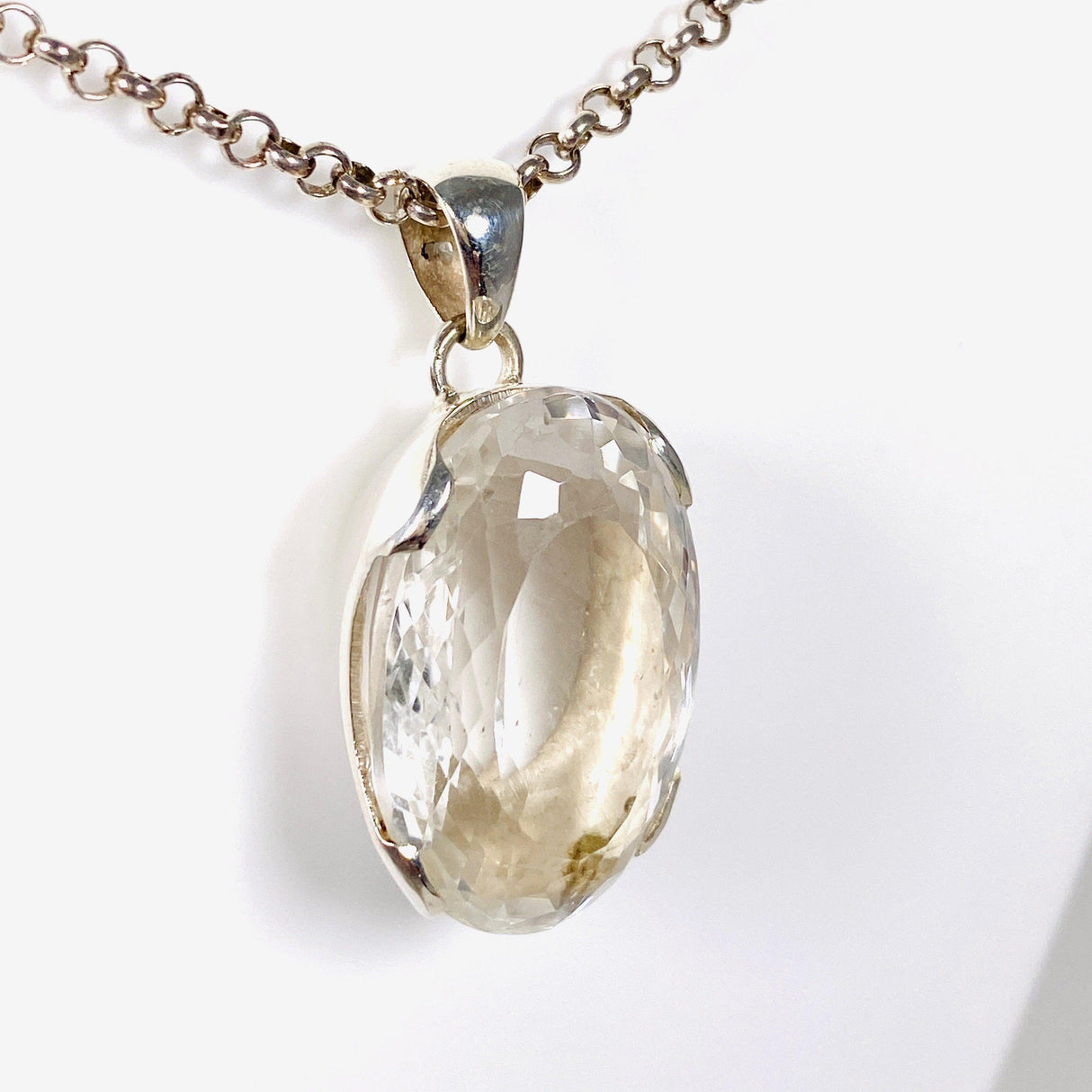 Clear Quartz oval faceted oval pendant KPGJ3916 - Nature's Magick