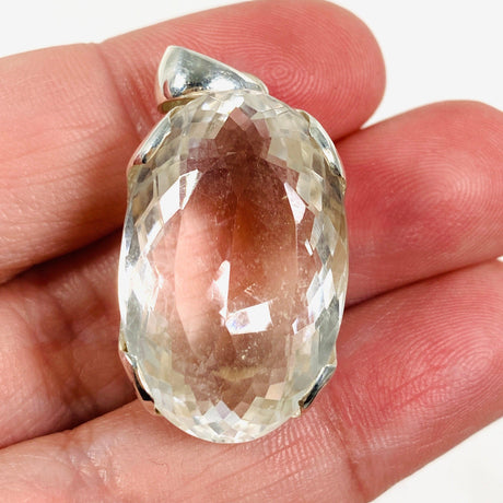 Clear Quartz oval faceted oval pendant KPGJ3916 - Nature's Magick