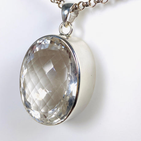 Clear Quartz oval faceted oval pendant KPGJ3917 - Nature's Magick