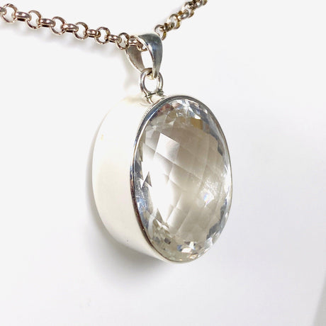 Clear Quartz oval faceted oval pendant KPGJ3917 - Nature's Magick