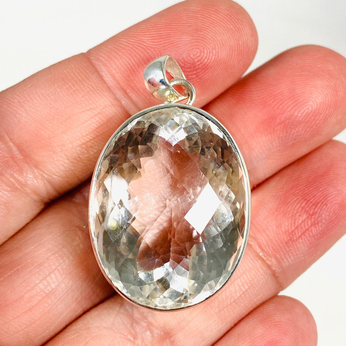 Clear Quartz oval faceted oval pendant KPGJ3917 - Nature's Magick