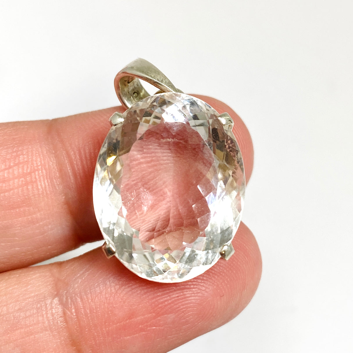 Clear Quartz Oval Faceted Pendant PPGJ1269