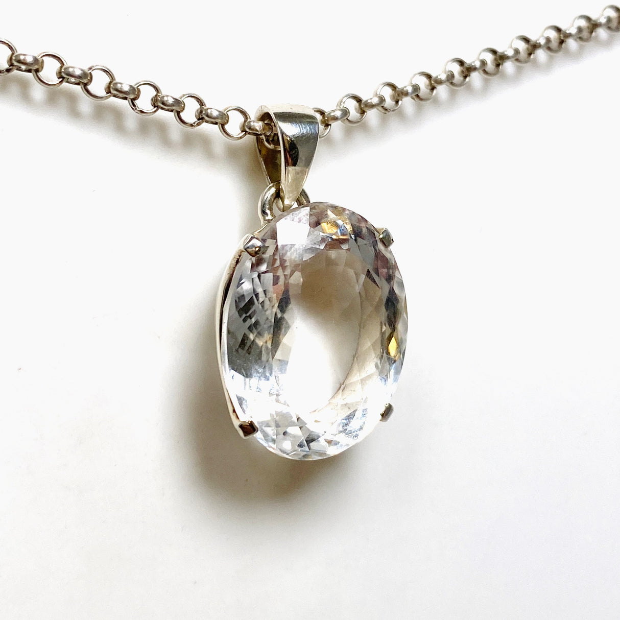 Clear Quartz Oval Faceted Pendant PPGJ1269