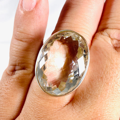 Clear Quartz Oval Faceted Ring Size 9.5 PRGJ382 - Nature's Magick