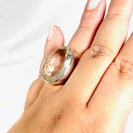 Clear Quartz Oval Faceted Ring Size 9.5 PRGJ382 - Nature's Magick