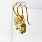 Clear Quartz Pentagon Faceted Star Gold Plated Claw Set Drop Earrings PEGJ372