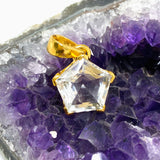 Clear Quartz Pentagon Faceted Star Gold Plated Pendant PPGJ1218