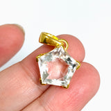 Clear Quartz Pentagon Faceted Star Gold Plated Pendant PPGJ1218