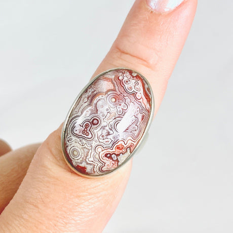 Crazy Lace Agate Oval Ring Size 8.5 PRGJ289 - Nature's Magick