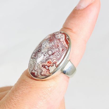 Crazy Lace Agate Oval Ring Size 8.5 PRGJ289 - Nature's Magick