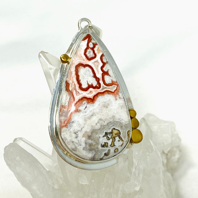 Crazy Lace Rosetta Stone Teardrop Pendant in a Decorative Setting KPGJ4449 - Nature's Magick