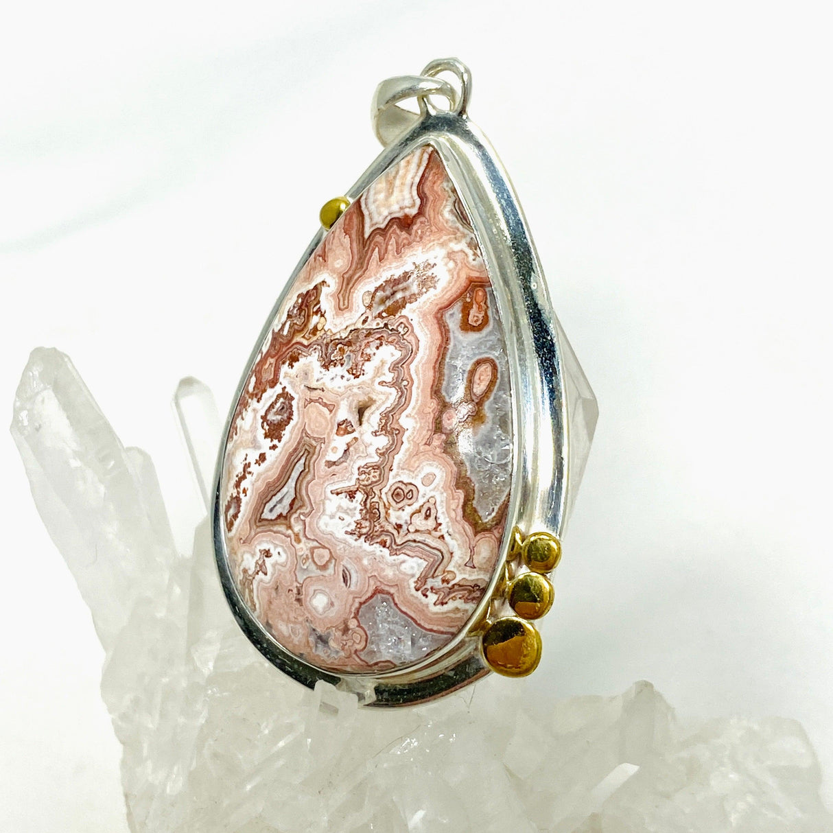 Crazy Lace Rosetta Stone Teardrop Pendant in a Decorative Setting KPGJ4452 - Nature's Magick