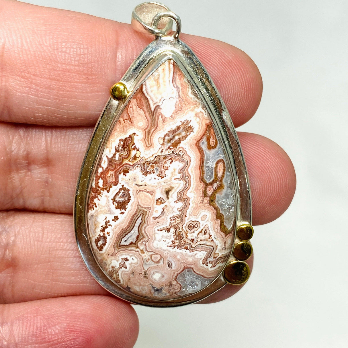 Crazy Lace Rosetta Stone Teardrop Pendant in a Decorative Setting KPGJ4452 - Nature's Magick