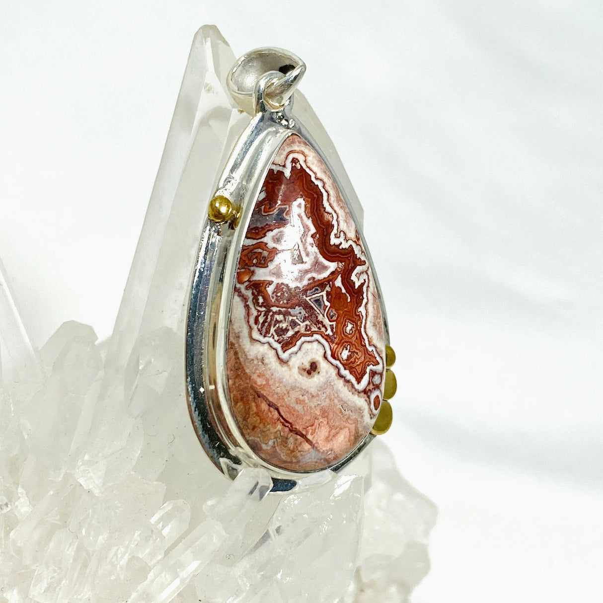 Crazy Lace Rosetta Stone Teardrop Pendant in a Decorative Setting KPGJ4453 - Nature's Magick