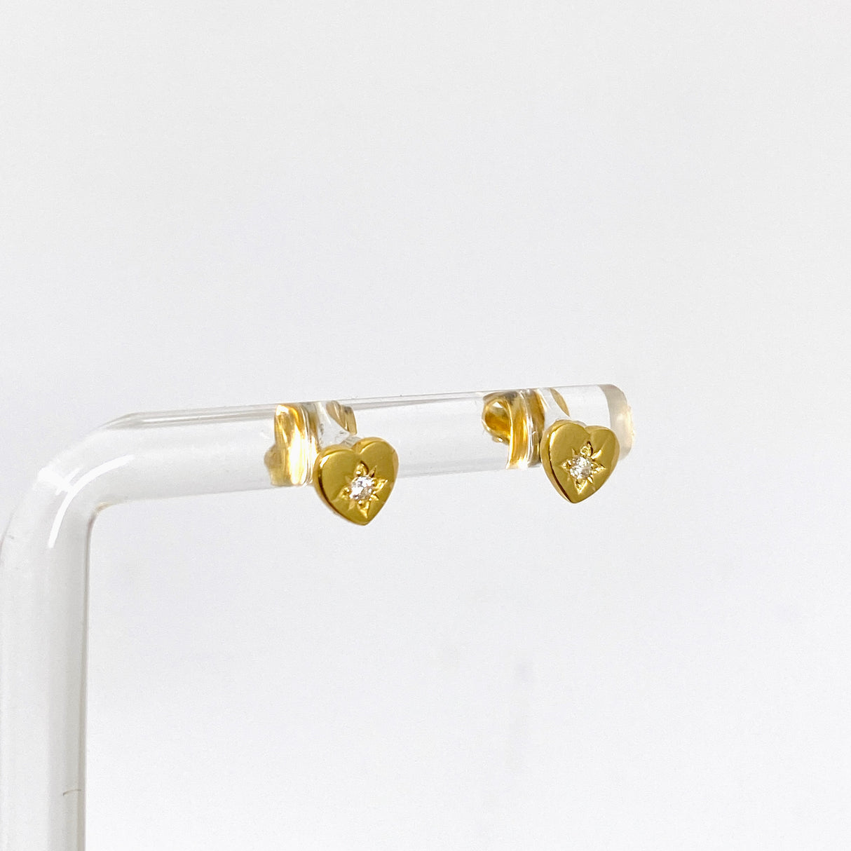 Cubic Zirconia Gold Plated Heart Stud Earrings SE1063-YG